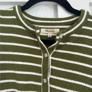 Madewell Olive and White Striped cotton button down